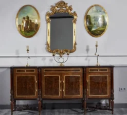 Casa Padrino Luxus Barock Sideboard Dunkelbraun / Braun - Prunkvoller Massivholz Schrank mit 4 Türen und 3 Schubladen - Luxus Möbel im Barockstil - Barock Möbel - Edel & Prunkvoll