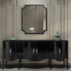 Casa Padrino Luxus Barock Sideboard mit Wandspiegel Schwarz / Silber - Barock Möbel