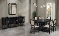 Casa Padrino Luxus Barock Sideboard mit Wandspiegel Schwarz / Silber - Barock Möbel