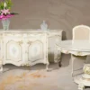 Casa Padrino Luxus Barock Sideboard Weiß / Cremefarben / Mehrfarbig / Gold - Edler Massivholz Schrank mit 4 Türen - Barock Möbel - Luxus Qualität - Made in Italy