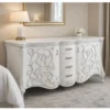 Casa Padrino Luxus Barock Sideboard Weiß / Silber 227 cm - Barock Möbel - Made in Italy