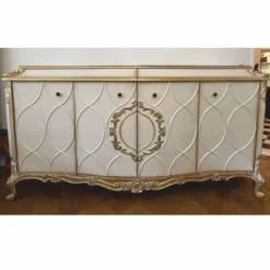 Casa Padrino Luxus Barock Sideboard Weiß / Antik Gold 254 cm - Barock Möbel