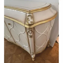 Casa Padrino Luxus Barock Sideboard Weiß / Antik Gold 254 cm - Barock Möbel