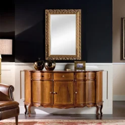 Casa Padrino Luxus Barock Sideboard Braun - Prunkvoller Massivholz Schrank mit 3 Türen und 3 Schubladen - Barock Wohnzimmer & Hotel Möbel - Luxus Qualität - Made in Italy