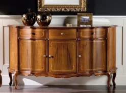 Casa Padrino Luxus Barock Sideboard Braun - Prunkvoller Massivholz Schrank mit 3 Türen und 3 Schubladen - Barock Wohnzimmer & Hotel Möbel - Luxus Qualität - Made in Italy