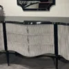 Casa Padrino Luxus Barock Sideboard Schwarz / Grau / Silber - Barockstil Massivholz Schrank mit 2 Türen und 3 Schubladen - Luxus Möbel im Barockstil - Barock Möbel - Edel & Prunkvoll