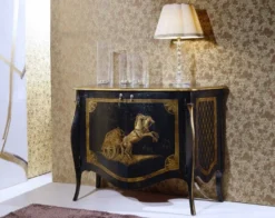 Casa Padrino Luxus Barock Sideboard Schwarz / Antik Gold - Handgefertigter Massivholz Schrank mit 2 Türen - Luxus Möbel Möbel im Barockstil - Barock Möbel - Luxus Qualität - Made in Italy
