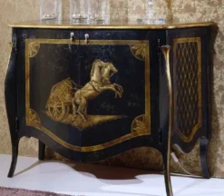 Casa Padrino Luxus Barock Sideboard Schwarz / Antik Gold - Handgefertigter Massivholz Schrank mit 2 Türen - Luxus Möbel Möbel im Barockstil - Barock Möbel - Luxus Qualität - Made in Italy