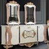 Casa Padrino Luxus Barock Sideboard und 2 Spiegel Weiß / Creme / Braun / Gold - Luxus Möbel Möbel im Barockstil - Barock Möbel - Barock Einrichtung - Edel & Prunkvoll