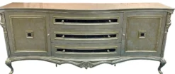 Casa Padrino Luxus Barock Sideboard Gold / Silber / Schwarz - Prunkvoller Massivholz Schrank mit 2 Türen und 3 Schubladen - Luxus Möbel im Barockstil - Barock Möbel - Barock Einrichtung
