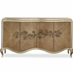 Casa Padrino Luxus Barock Sideboard Braun / Champagner-Gold 183 cm - Barock Möbel