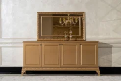 Casa Padrino Luxus Barock Sideboard mit Spiegel Gold - Luxus Möbel Möbel im Barockstil - Barock Möbel - Barock Einrichtung - Edel & Prunkvoll