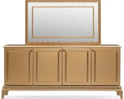 Casa Padrino Luxus Barock Sideboard mit Spiegel Gold - Luxus Möbel Möbel im Barockstil - Barock Möbel - Barock Einrichtung - Edel & Prunkvoll