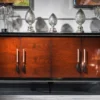 Casa Padrino Luxus Barock Sideboard Braun / Schwarz / Silber - Edler Massivholz Schrank mit 4 Türen - Barock Möbel