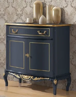 Casa Padrino Luxus Barock Sideboard Blau / Gold - Prunkvoller Massivholz Schrank - Barock Wohnzimmer & Hotel Möbel - Luxus Qualität - Made in Italy