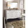 Casa Padrino Luxus Barock Sideboard mit Spiegel Weiß / Silber / Gold - Made in Italy