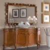 Casa Padrino Luxus Barock Sideboard Braun / Gold - Edler Massivholz Schrank mit 4 Türen und 2 Schubladen - Barock Möbel - Luxus Qualität - Made in Italy
