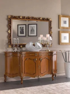 Casa Padrino Luxus Barock Sideboard Braun / Gold - Edler Massivholz Schrank mit 4 Türen und 2 Schubladen - Barock Möbel - Luxus Qualität - Made in Italy