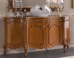 Casa Padrino Luxus Barock Sideboard Braun / Gold - Edler Massivholz Schrank mit 4 Türen und 2 Schubladen - Barock Möbel - Luxus Qualität - Made in Italy