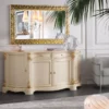 Casa Padrino Luxus Barock Sideboard Cremefarben / Gold - Prunkvoller Massivholz Schrank mit 4 Türen und 2 Schubladen - Barock Möbel - Luxus Qualität - Made in Italy