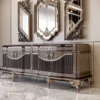 Casa Padrino Luxus Barock Sideboard Dunkelbraun / Grau / Gold 245 cm