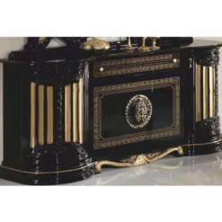Casa Padrino Luxus Barock Sideboard mit Spiegel Schwarz / Gold - Made in Italy