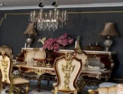 Casa Padrino Luxus Barock Sideboard Weiß / Braun / Gold - Prunkvoller Massivholz Schrank im Barockstil - Barock Möbel - Luxus Qualität - Edel & Prunkvoll