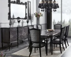 Casa Padrino Luxus Barock Sideboard Grau / Schwarz - Prunkvoller Massivholz Schrank mit 4 Türen und 3 Schubladen - Luxus Möbel im Barockstil - Barock Möbel - Barock Einrichtung - Edel & Prunkvoll