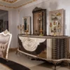Casa Padrino Luxus Barock Sideboard und 3 Spiegel Creme / Dunkelbraun / Gold