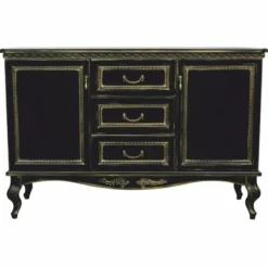 Casa Padrino Luxus Barock Sideboard Schwarz / Gold 180 cm - Barock Möbel
