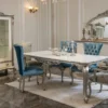 Casa Padrino Luxus Barock Sideboard mit Spiegel Weiß / Silber - Eleganter Massivholz Schrank mit Wandspiegel - Barock Möbel