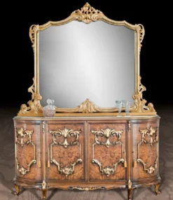 Casa Padrino Luxus Barock Sideboard Braun / Gold - Edler Massivholz Schrank mit 4 Türen - Barock Hotel & Schloß Möbel - Erstklassische Qualität - Made in Italy