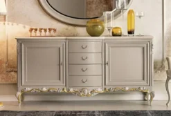 Casa Padrino Luxus Barock Sideboard Grau / Braun / Creme / Gold - Handgefertigter Massivholz Schrank - Barock Möbel - Luxus Möbel Möbel im Barockstil - Luxus Qualität - Made in Italy