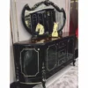 Casa Padrino Luxus Barock Sideboard mit Spiegel Schwarz / Dunkelbraun / Gold - Handgefertigte Barock Möbel