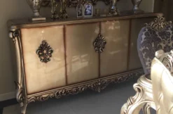 Casa Padrino Luxus Barock Sideboard mit 4 Türen Silber 225 cm - Barock Möbel