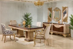 Casa Padrino Luxus Barock Sideboard und 3 Wandspiegel Dunkelbraun / Grau / Gold - Barock Möbel