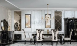 Casa Padrino Luxus Barock Sideboard mit Spiegel Schwarz / Gold - Luxus Möbel Möbel im Barockstil - Barock Möbel - Barock Einrichtung - Edel & Prunkvoll