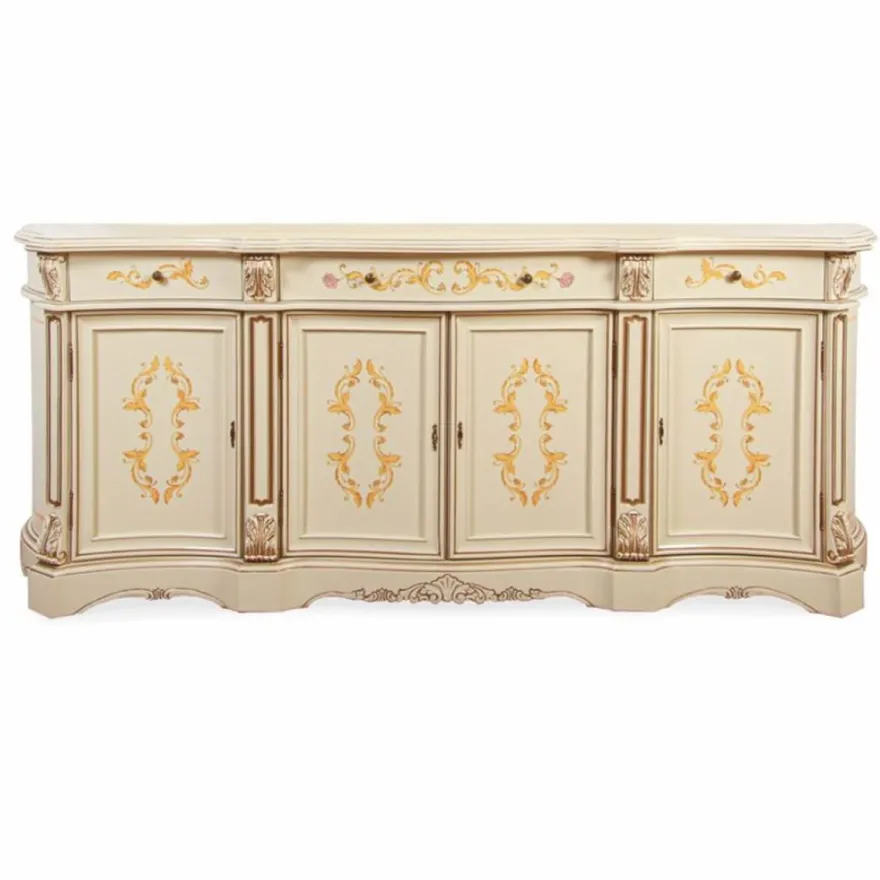 Casa Padrino Luxus Barock Sideboard Creme / Braun 233 cm - Barock Möbel