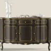 Casa Padrino Luxus Barock Sideboard Schwarz / Gold - Prunkvoller Massivholz Schrank mit 3 Türen und 3 Schubladen - Barock Wohnzimmer & Hotel Möbel - Luxus Qualität - Made in Italy