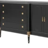 Casa Padrino Luxus Barock Sideboard Schwarz / Antik Gold 235 x 55 x H. 95 cm - Edler Wohnzimmer Schrank mit 4 Türen und 4 Schubladen - Barock Möbel