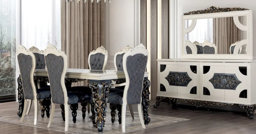 Casa Padrino Luxus Barock Sideboard Schwarz / Silber 230 cm - Barock Möbel