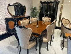 Casa Padrino Luxus Barock Sideboard mit Spiegel Braun / Schwarz / Silber - Luxus Möbel Möbel im Barockstil - Barock Möbel - Barock Einrichtung - Edel & Prunkvoll