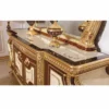 Casa Padrino Luxus Barock Sideboard mit Spiegel Weiß / Braun / Gold - Barockstil Möbel
