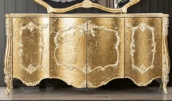 Casa Padrino Luxus Barock Sideboard Antik Gold - Barockstil Massivholz Schrank mit 4 Türen - Luxus Esszimmer Möbel im Barockstil - Barock Esszimmer Möbel - Barock Küchen Möbel