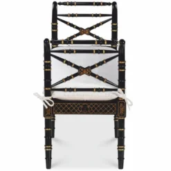 Casa Padrino Luxus Barock Sitzbank im chinesischen Stil Schwarz / Gold / Weiß 135 cm - Barock Möbel
