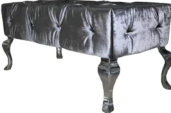 Casa Padrino Luxus Barock Sitzhocker Grau / Silber - Designer Sitzbank - Hocker - Luxus Qualität