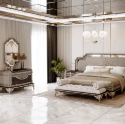 Casa Padrino Luxus Barock Sitzbank Grau / Dunkelbraun / Gold 170 cm