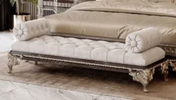 Casa Padrino Luxus Barock Sitzbank Grau / Dunkelbraun / Gold 170 cm