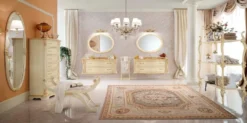 Casa Padrino Luxus Barock Sitzbank Creme / Gold / Grau - Handgefertigte Bank im Barockstil - Italienische Barock Möbel - Luxus Möbel im Barockstil - Luxus Qualität - Made in Italy