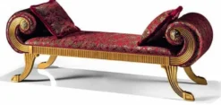 Casa Padrino Luxus Barock Sitzbank Grau / Bordeauxrot / Gold 184,5 cm - Made in Italy